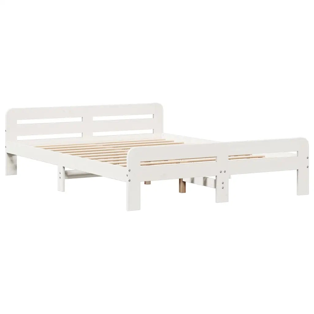 Letto Libreria senza Materasso Bianco 140x200 cm Legno di Pino 3308883