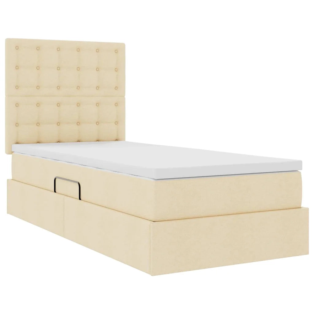 Letto con contenitore e LED Crema 100 x 200 cm Poliestere 3372526