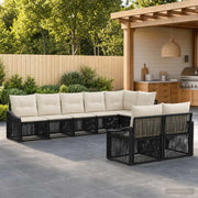 Set Divano da Giardino 8 pz Nero polyrattan 3436066