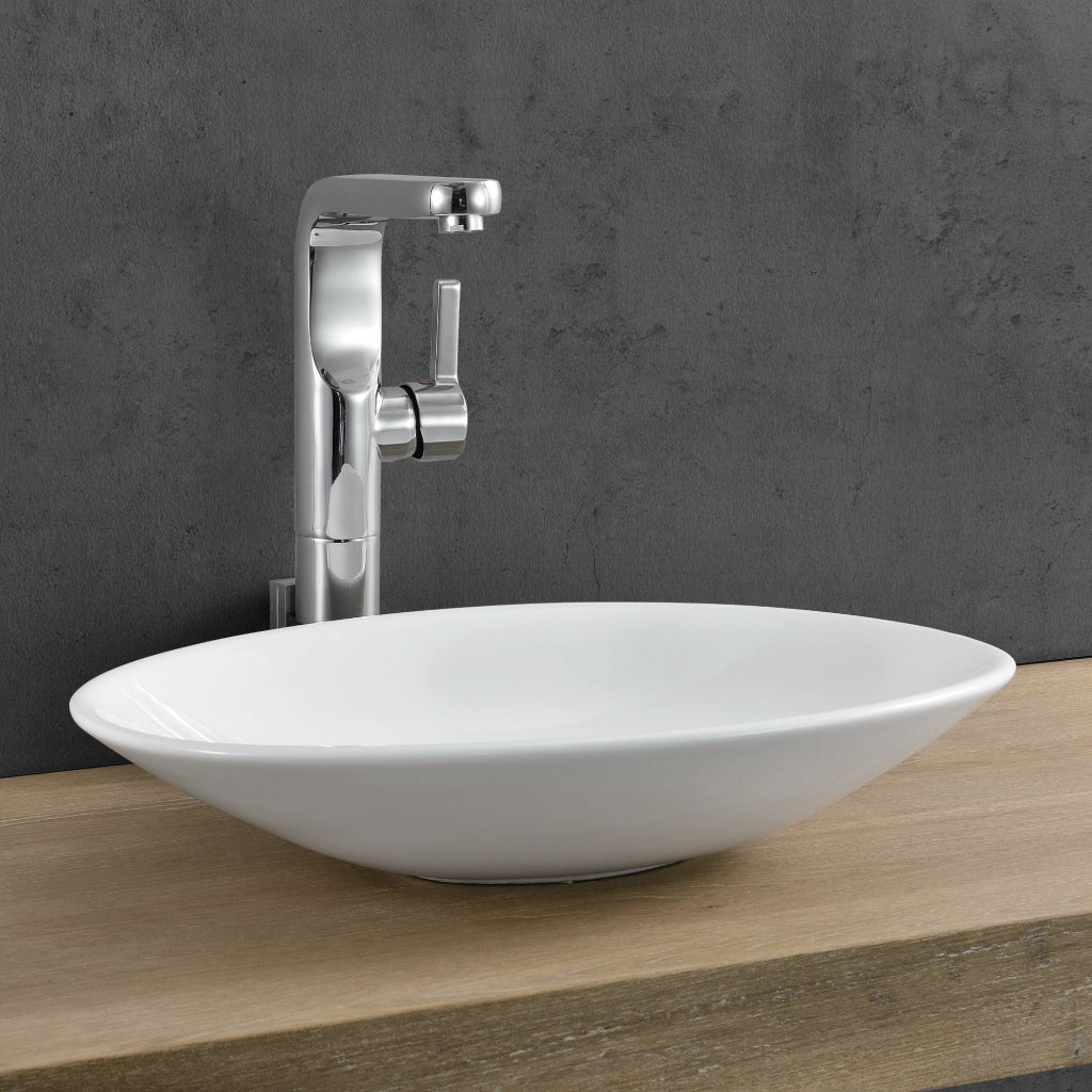 Lavabo Ovale 50x35,5 cm Lavandino da Appoggio in Ceramica Bianca [neu.haus]