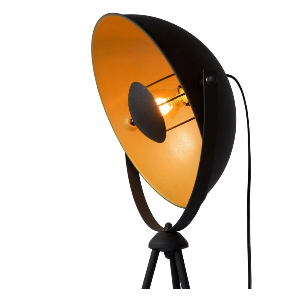 Lampada da terra Lucide Alvaro treppiede E27 40W nero oro