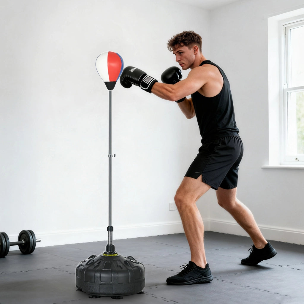 Sacco da boxe regolabile in altezza 147-165 cm ¨C zephmum ¨C Nero Rosso Bianco
