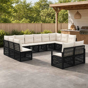 Set Divano da Giardino 12 pz Nero polyrattan 3435856