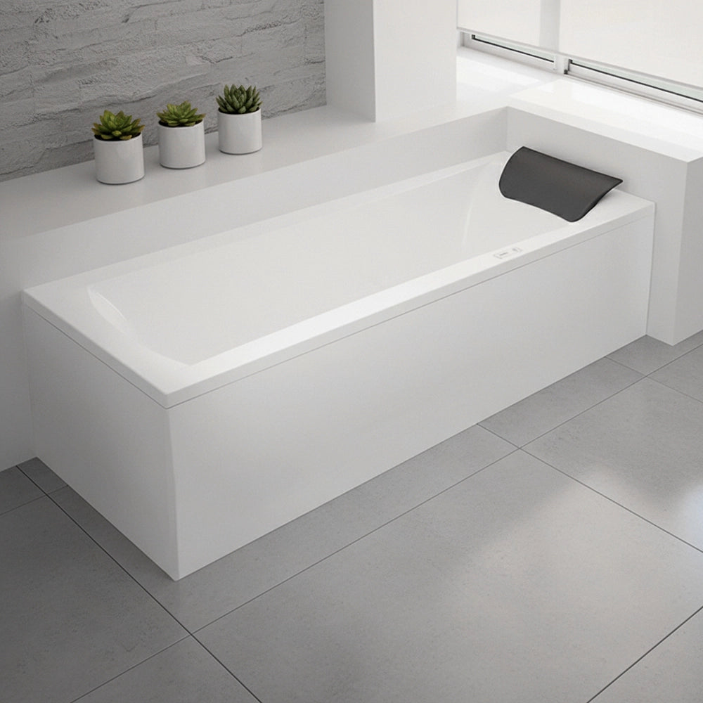 Vasca da bagno a parete 170x70 con pannelli bianco lucido e cuscino antibatterico Ypsilon