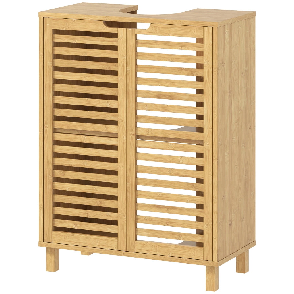 Mobile da Bagno con Ante a Lamelle ¨C Zephmum ¨C Legno di Bamb¨´ Naturale