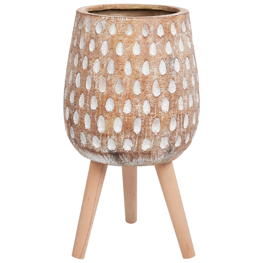 Vaso per piante Marrone chiaro Magnesio Base rotonda in legno massiccio Vaso per piante alte