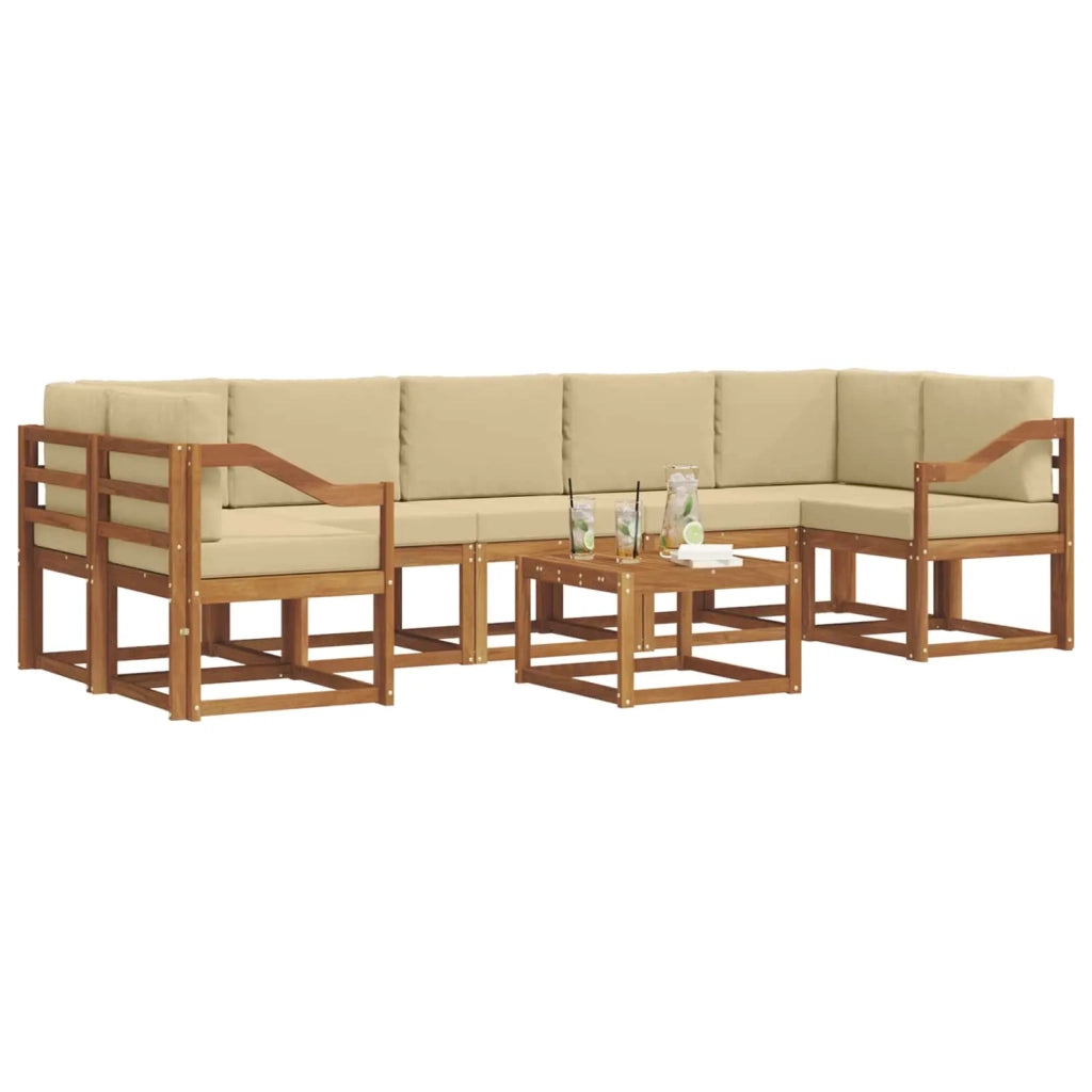Set di divani da esterno con cuscino 8 pcs Naturale e Beige 3366166