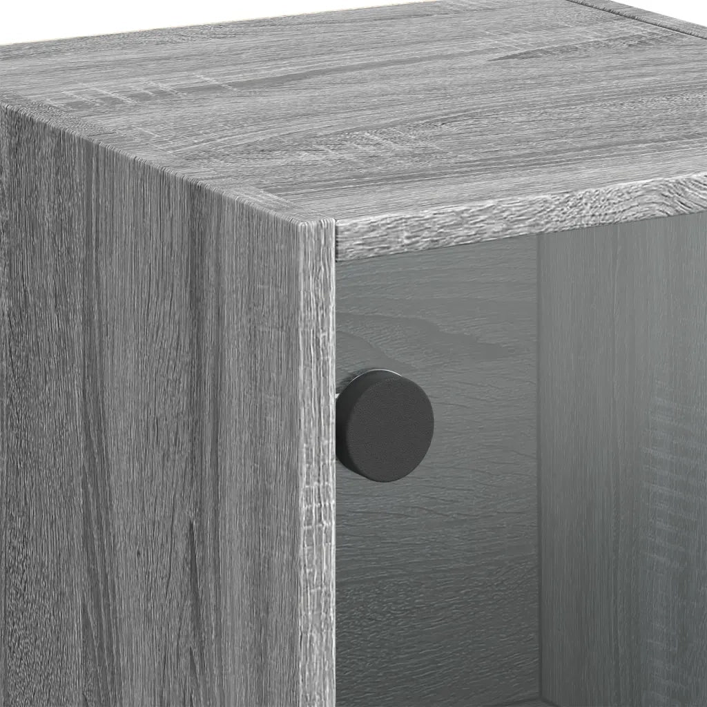 Credenza | Madia | Buffet da pranzo | Armadio da pranzo con Ante in Vetro Grigio Sonoma 35x37x109 cm