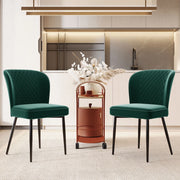 Sedia da pranzo (2 pezzi), verde scuro, sedia di design imbottita con schienale, seduta in velluto, struttura in metallo