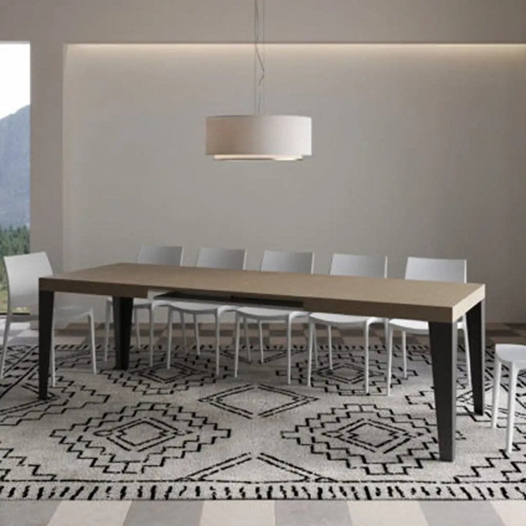 Tavolo allungabile 140/244x90 cm Flame Premium tortora gambe antracite