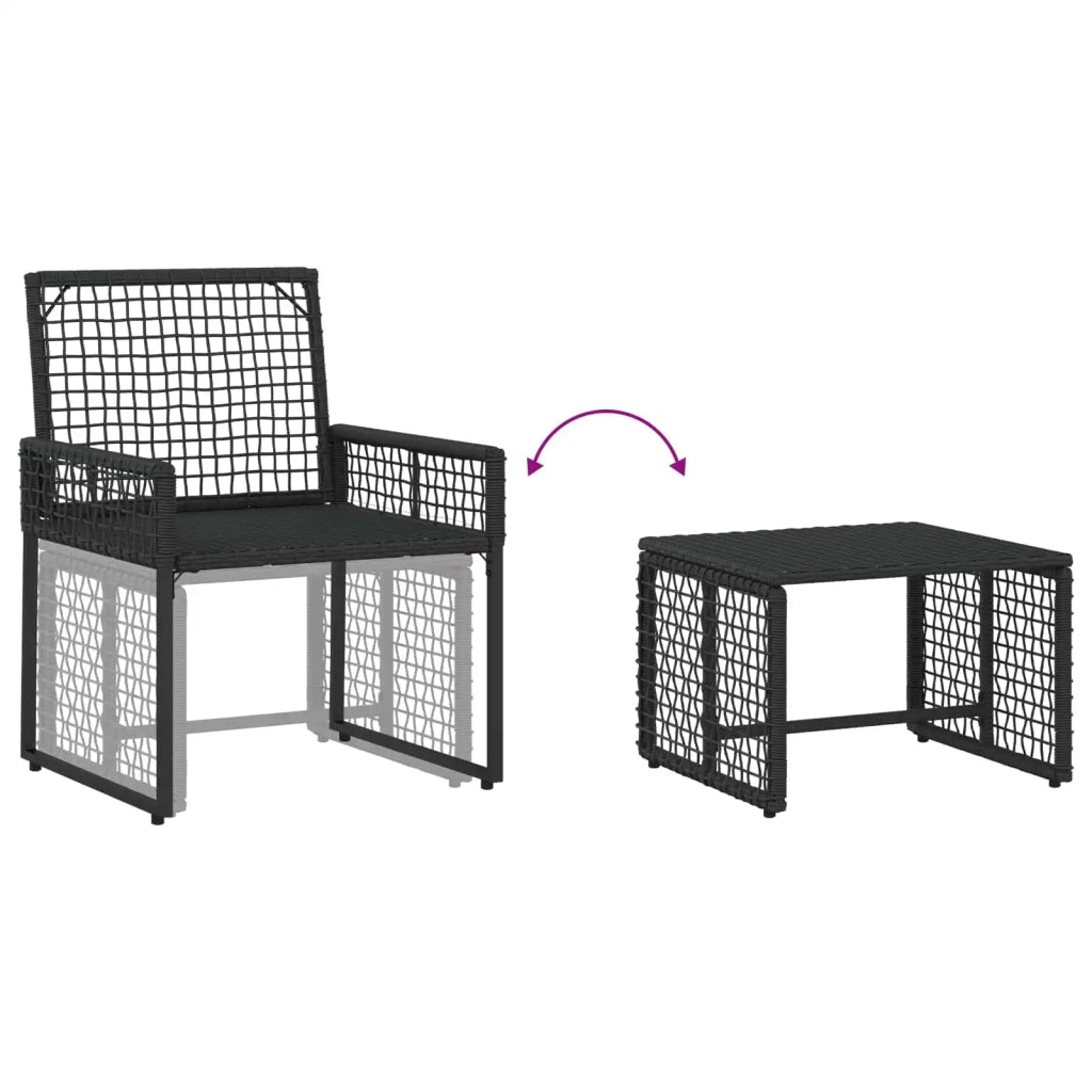 Set di Mobili da Esterno con cuscino 5 pz | Set Salotto da Giardino Nero e Turchese