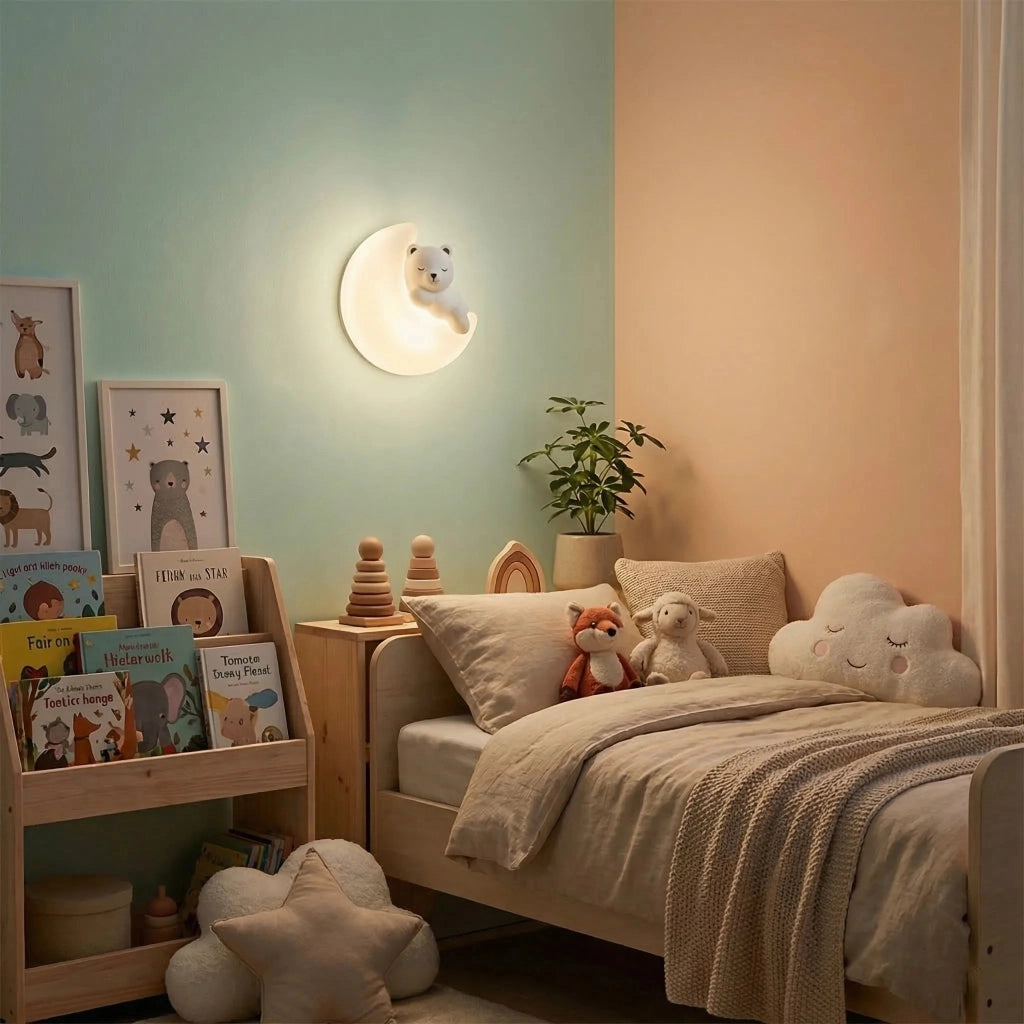 Applique Da Parete Led G180-w Orso Sulla Luna