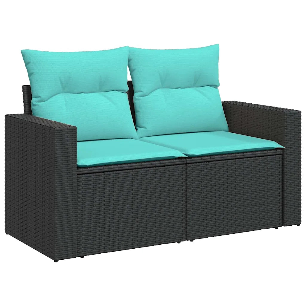 Set Divani da Giardino con Cuscini 7pz Nero Polyrattan 3325788