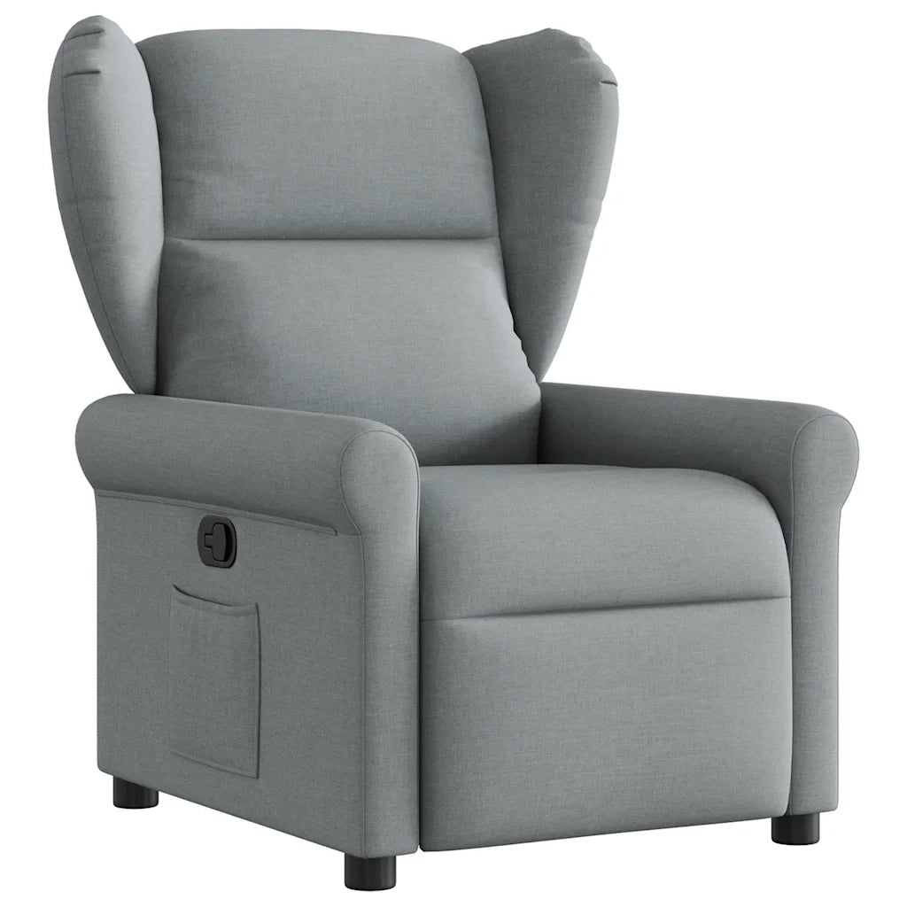 Poltrona | Sedia Relax Reclinabile in Tessuto Grigio Chiaro