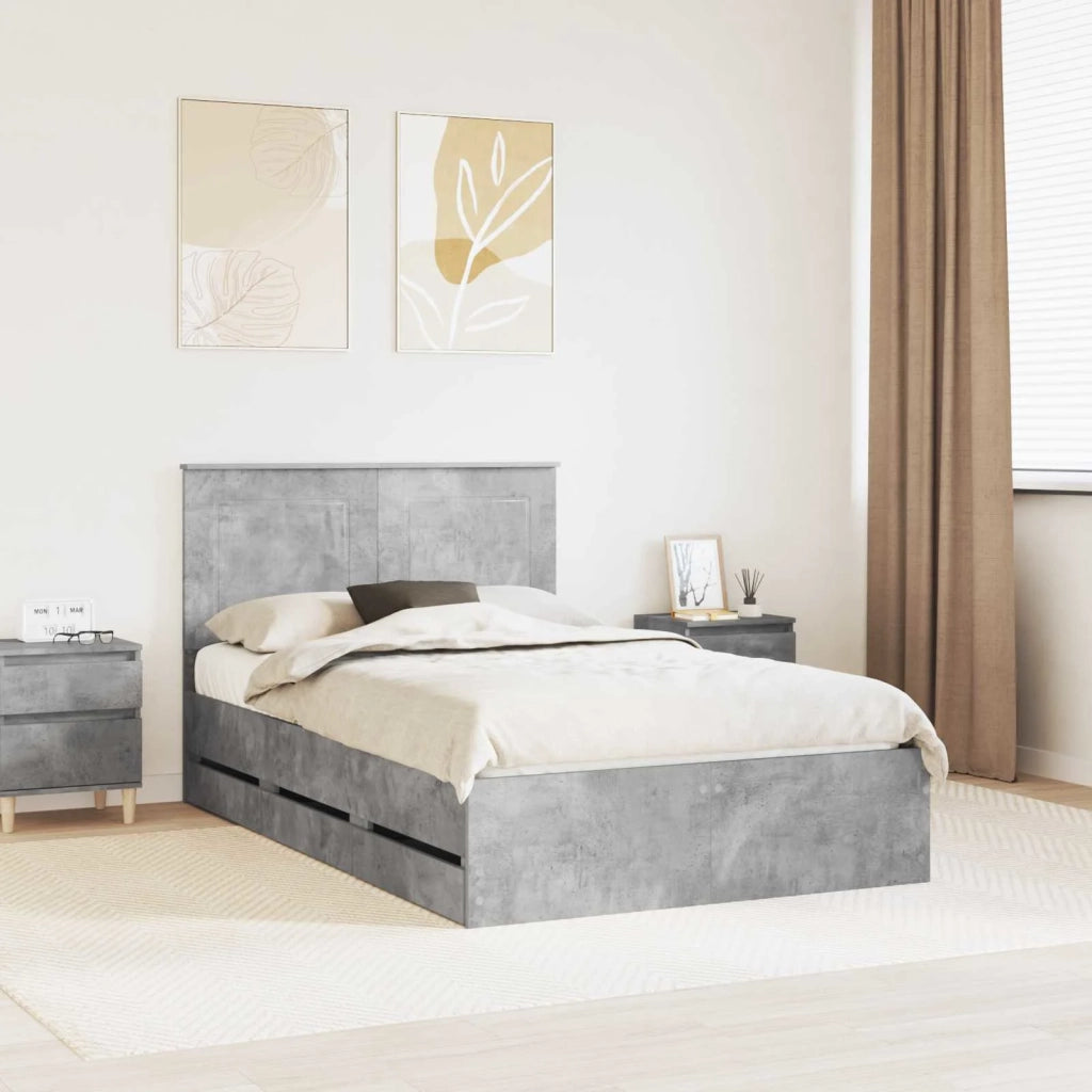 Struttura del letto con cassetto Grigio cemento 135 x 190 cm