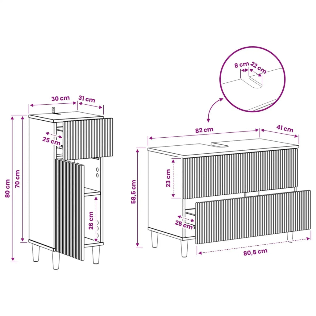 Set di Armadi da Bagno da 2 Pezzi ARNHEM Legno antico 3417691