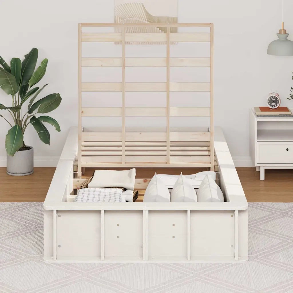 Letto singolo | Letto per adulti | Struttura del letto Bianco 100 x 200 cm Pino massello