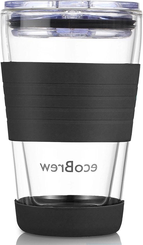 Tazza di caffè isolante a doppia parete - 340 ml - Tazza da viaggio con coperchio protetto - Ideale per uso domestico, ufficio o in movimento - Perfetta per tè e espresso - Nero