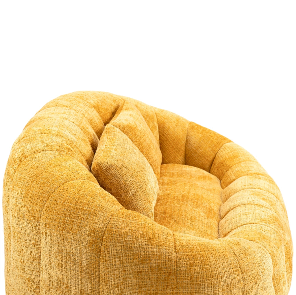 Sacco pouf divano a due posti in ciniglia gialla 150x95x63 cm; con schiuma memory