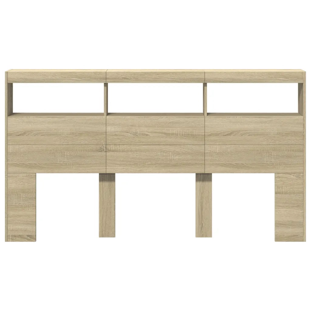 Testiera | Testata con Contenitore a LED Rovere Sonoma 180x17x102 cm