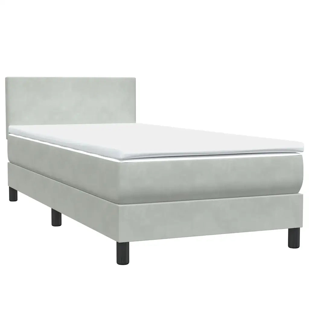 Letto a Molle con Materasso e LED Grigio Chiaro 90x220 cm Velluto 3316719