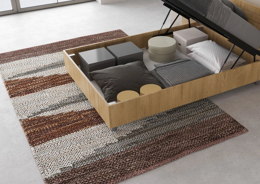 BS COM Letto una piazza e mezza contenitore 120x200 testata dritta con doghe quercia