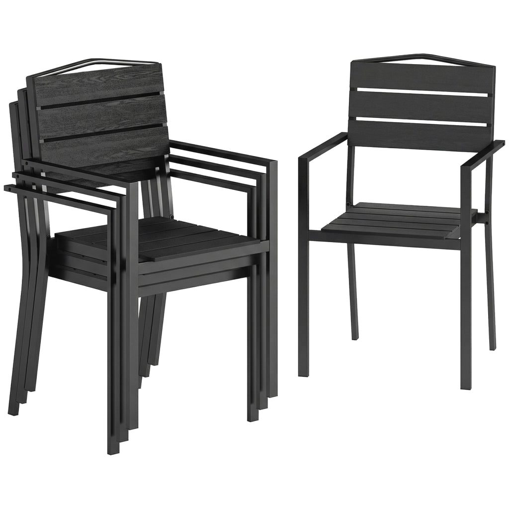 Sedia da giardino impilabile con braccioli ¨C Minimal ¨C Nero 52x51x90 cm