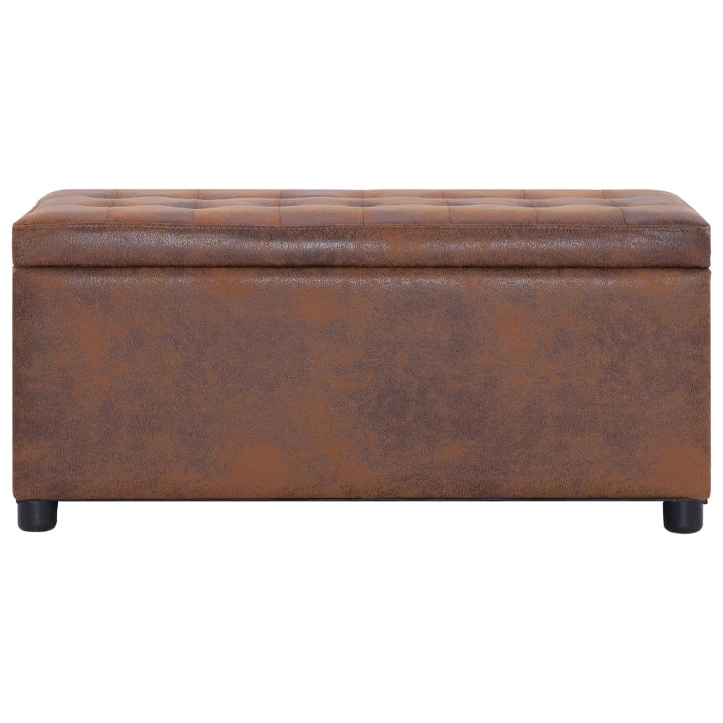 Pouf contenitore 87,5 cm pelle scamosciata sintetica marrone 02_0010751