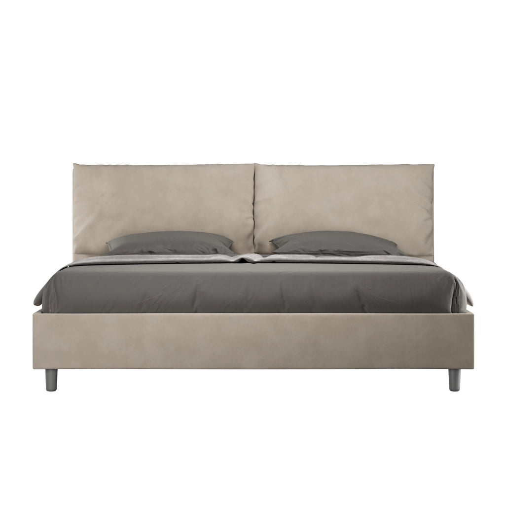 Letto Matrimoniale King Size 200x200 cm Senza Rete Imbottito in Microfibra Antea Large Sabbia