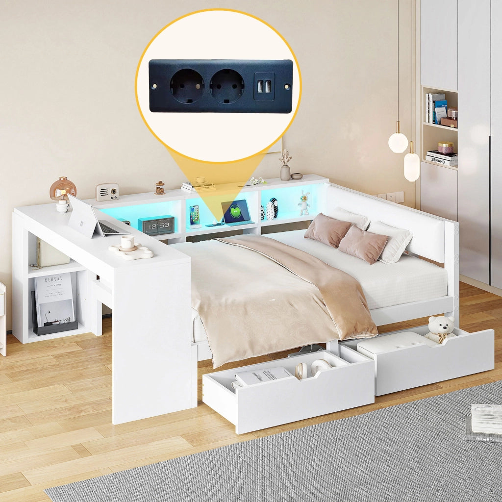 letto piattaforma in mdf e compensato bianco 140 x 200 cm