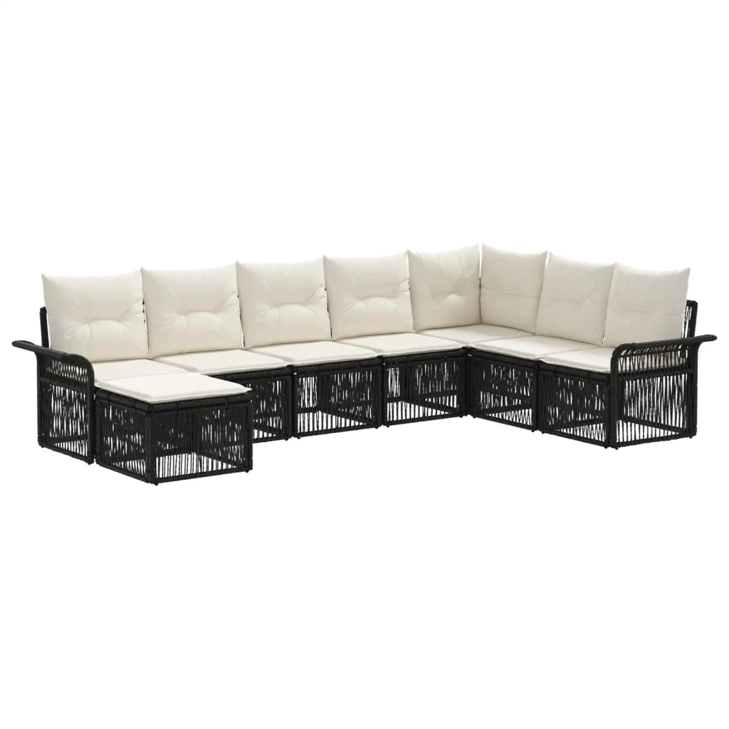 Set Divano da Giardino 8 pz Nero polyrattan 3434920