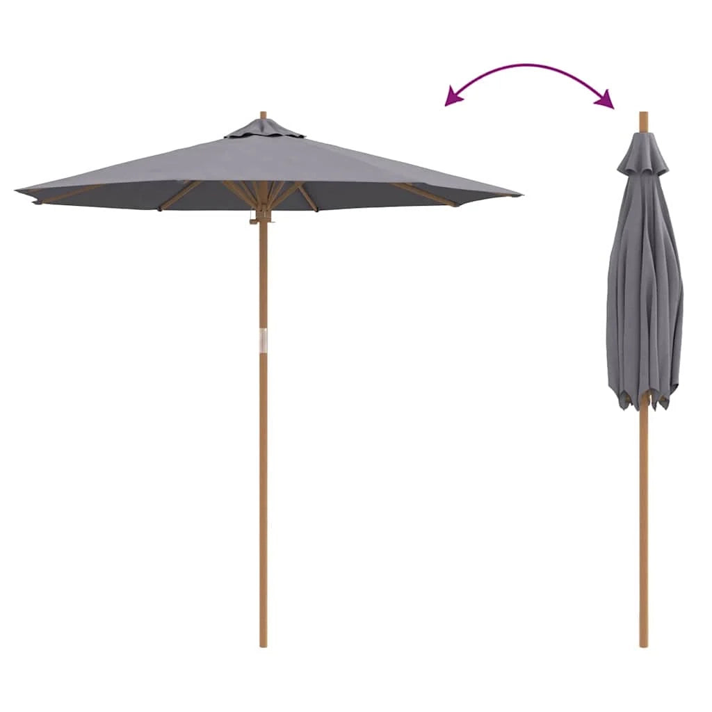 Pratico e leggero ombrellone da giardino rotondo 240 x 240 x 260 cm in bambù grigio scuro 02_0058248