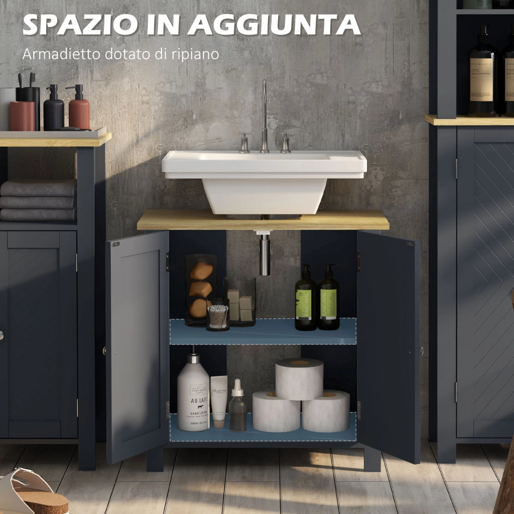 Mobile Sottolavabo ¨C Xylo ¨C Truciolato MDF 2 Ante Ripiano Regolabile 60x30x60 cm Grigio