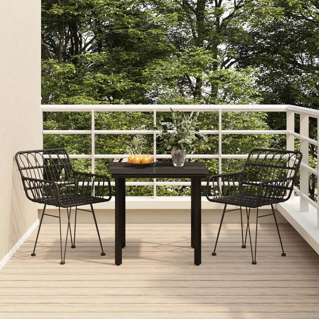 Set da Pranzo da Giardino 3 pz Nero in Polyrattan 3157866
