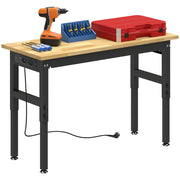Banco da Lavoro Regolabile ¨C Xylo ¨C Legno e Acciaio, 2 Prese AC, 900 kg