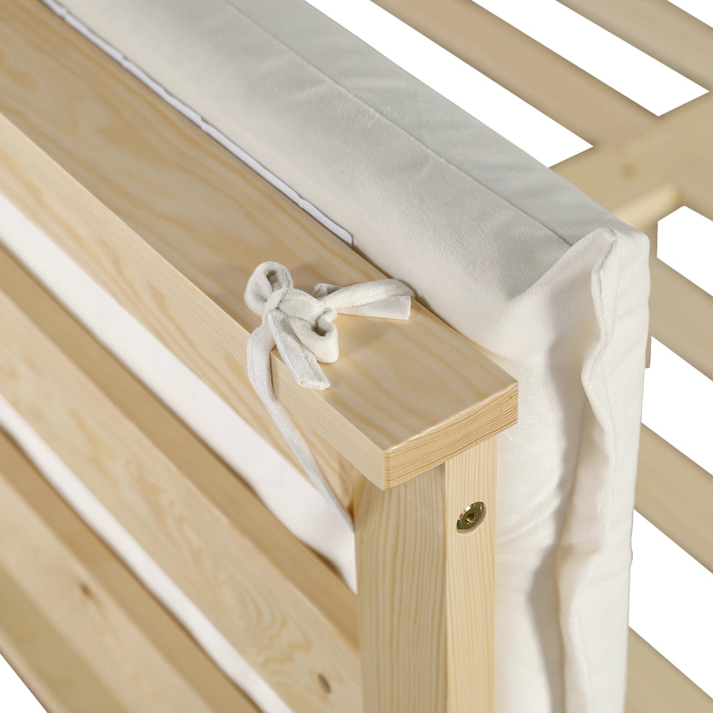 DESMIU Letto matrimoniale 2 posti con testiera imbottita, doghe stabili e gambe larghe, 140 × 200 cm, senza materasso