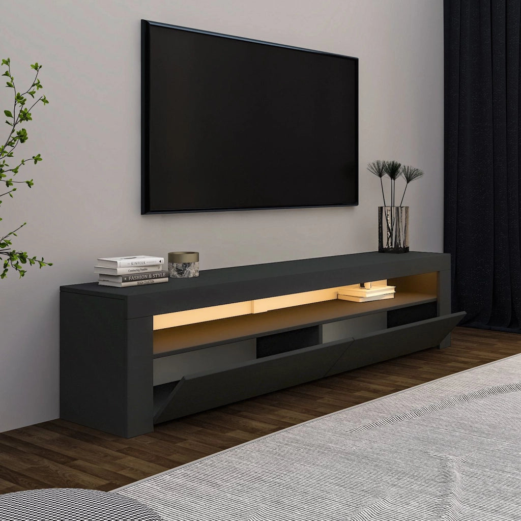 Porta TV in legno "Bati" - 150 x 36 x 46 cm - Grigio antracite