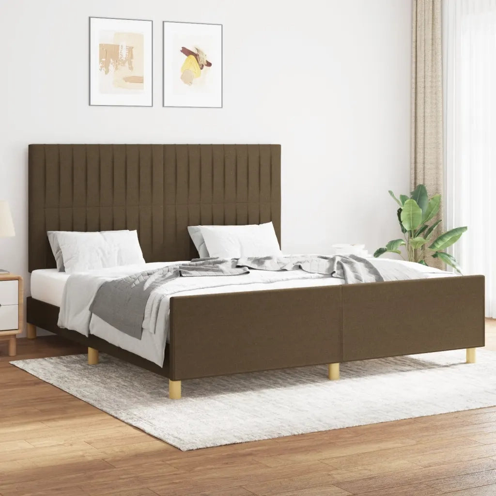 Letto matrimoniale | Letto per adulti | Giroletto senza Materasso Marrone Scuro 160x200 cm Tessuto