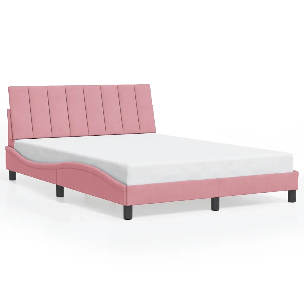 Giroletto con LED senza Materasso-Struttura Letto Hanko Rosa 120x200 cm in Velluto