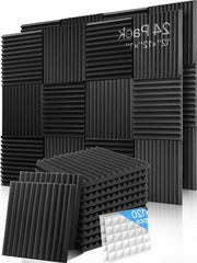 24 Pacchi di Pannelli Dempenti Acustici - Tappeti Schiuma Acustici - Assorbitori di Rumore - per Studio Case - 30 x 30 x 25 cm