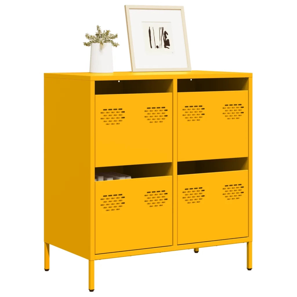 Credenza-Buffet-Armadio da cucina Giallo Senape 68x39x73,5 cm Acciaio Laminato a Freddo 648990