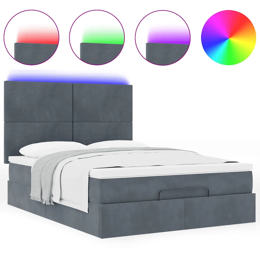 Struttura Letto Pouf con Materassi 140x190 cm Velluto 3314247