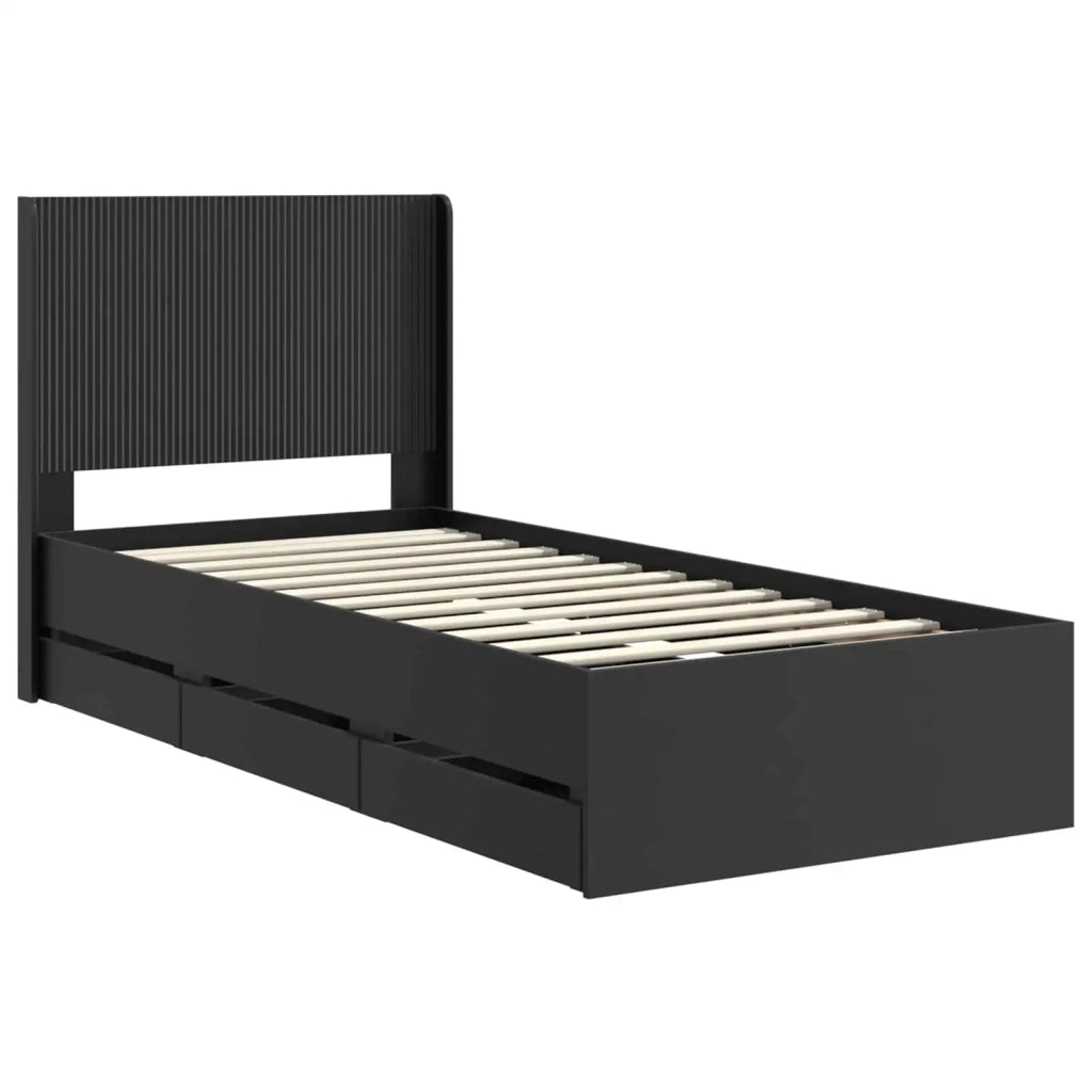 Struttura del letto con stoccaggio e testata Nero 90 x 200 cm 3413978
