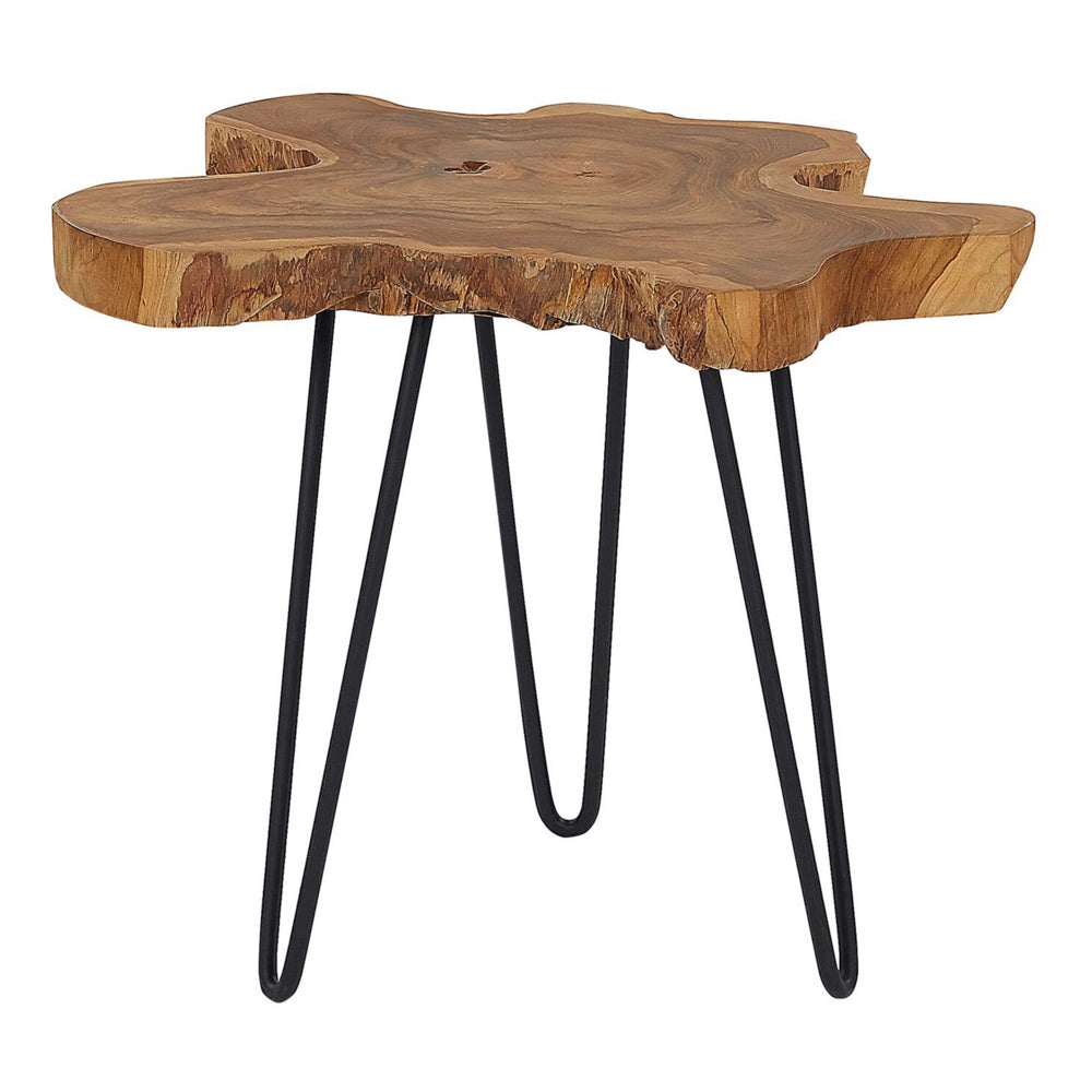Set di 2 tavoli a nido in marrone scuro Java con Gambe Nere Rustico