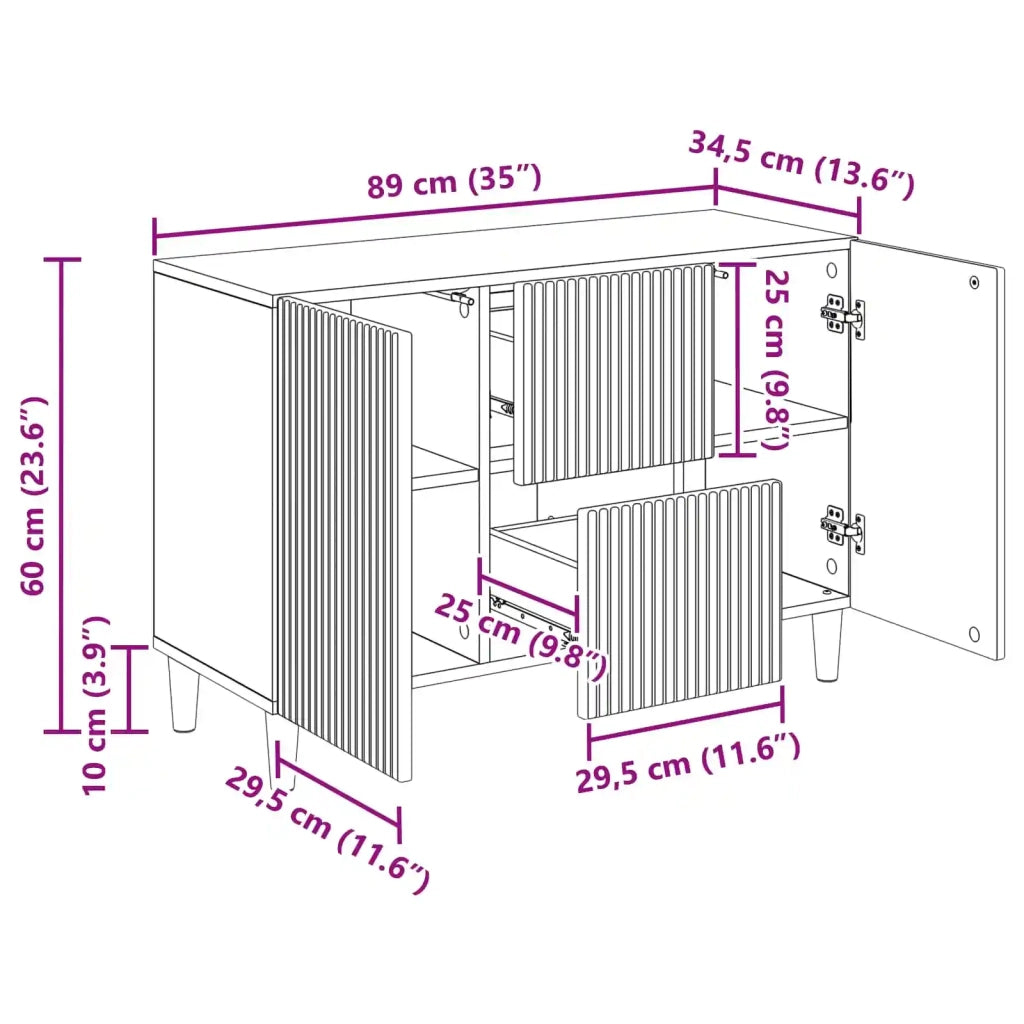 Credenza | Madia | Buffet da pranzo | Armadio da pranzo Grigio Cemento 89 x 34,5 x 60 cm Legno ingegnerizzato