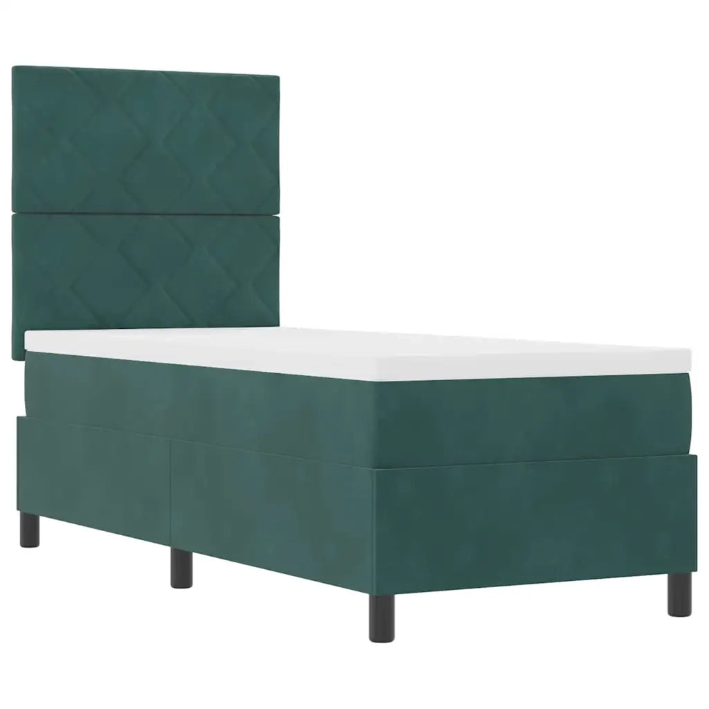 Letto a Sorgente LED Verde Scuro 80 x 200 cm Tessuto