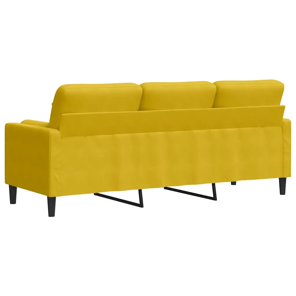 Divano a 3 Posti con Cuscini Giallo 180 cm in Velluto 3278235