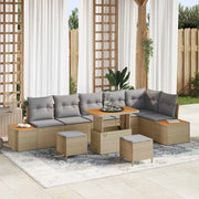 Set Divano da Giardino 9 pcs Beige polyrattan