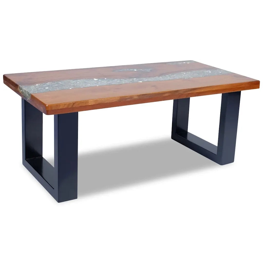 Tavolino da salotto | Tavolino da caff¨¨ | Tavolino da Soggiorno in Legno di Teak e Resina 100x50 cm