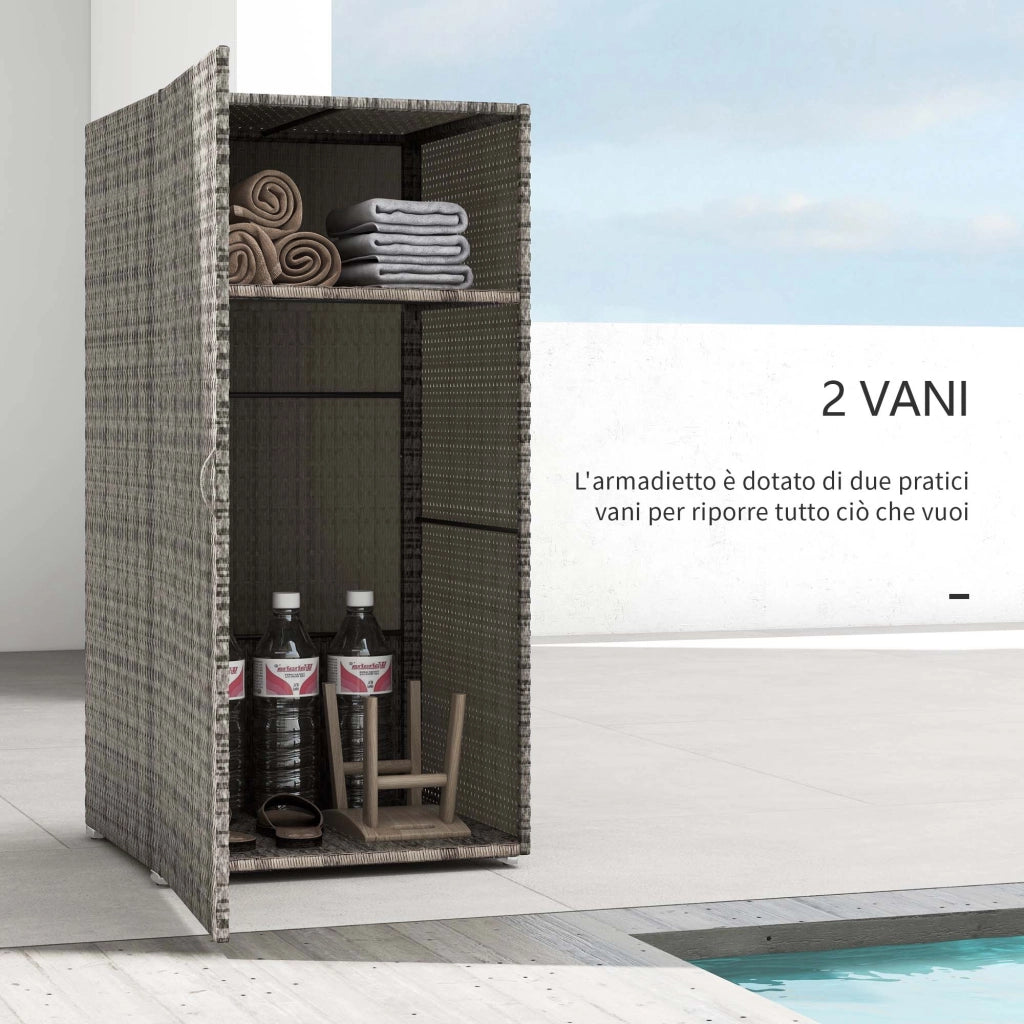 Armadio da Giardino in Polyrattan ¨C Minimal ¨C Grigio, 60x63x120 cm